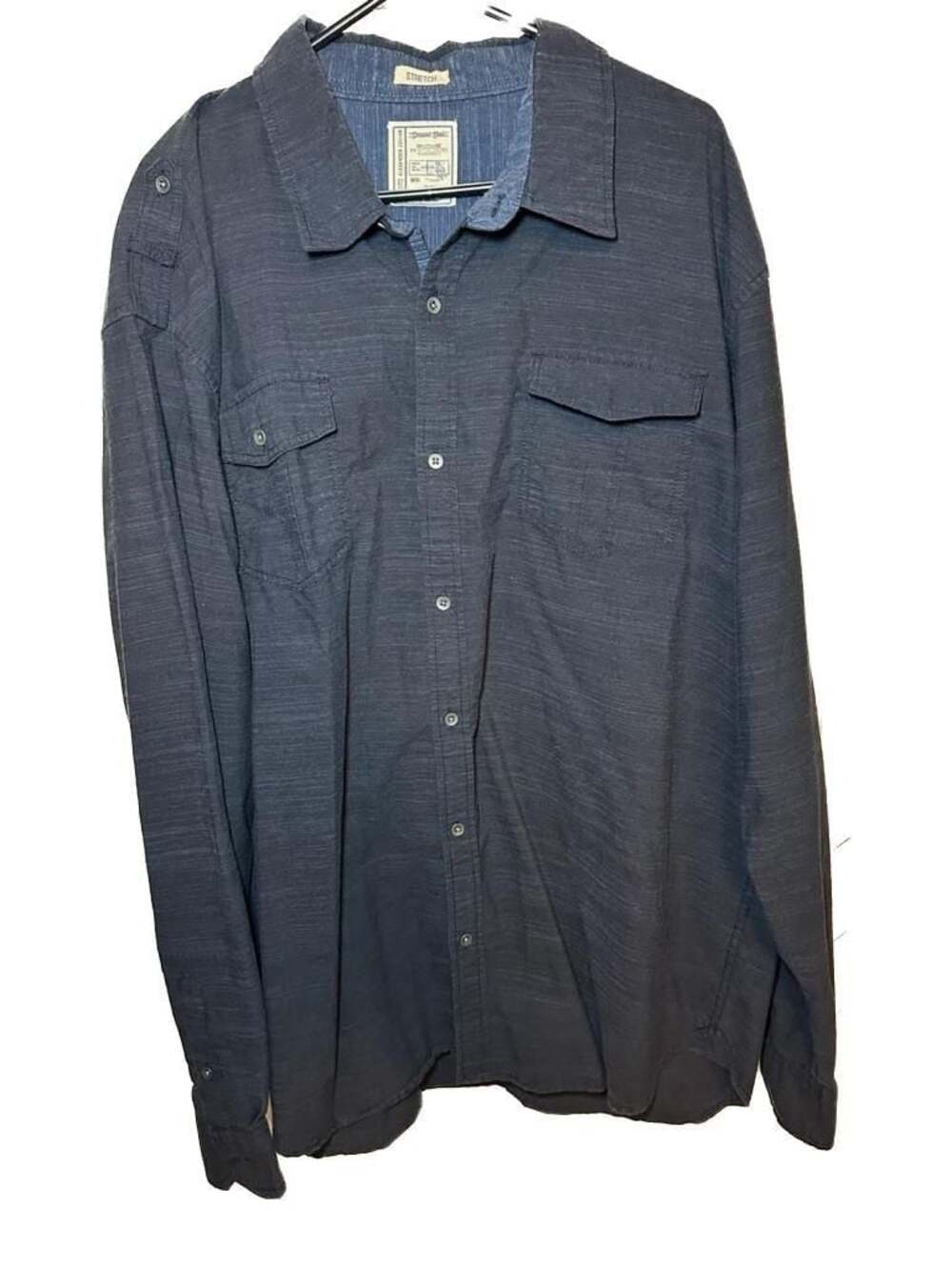 Colours Alexander Julian Men's Navy Textured Stretch Long Sleeve Button-Down Shi
